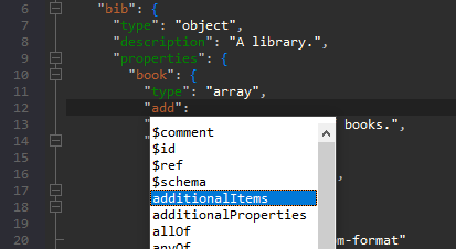 JSON Schema keyword completion in the JSONBuddy for Windows editor