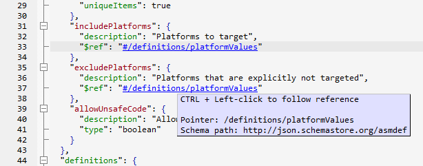 Resolved JSON Schema reference in JSONBuddy for Windows showing its pointer and schema path
