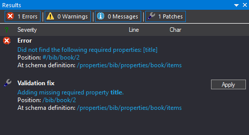 Detailliertes Ergebnis einer JSON-Schema-Validierung in JSONBuddy