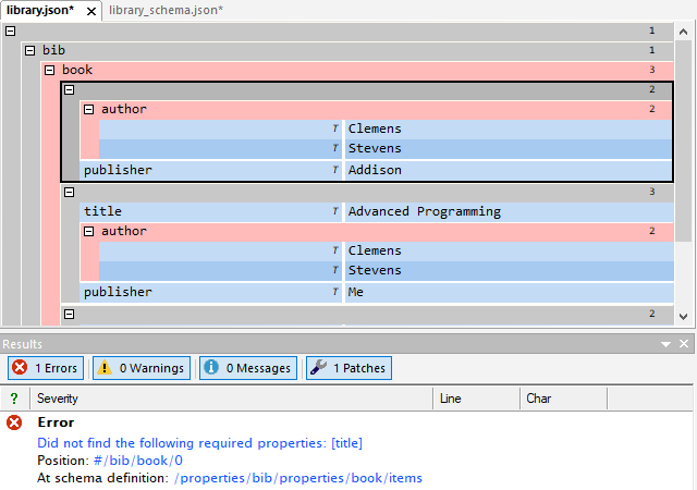 JSON validation errors