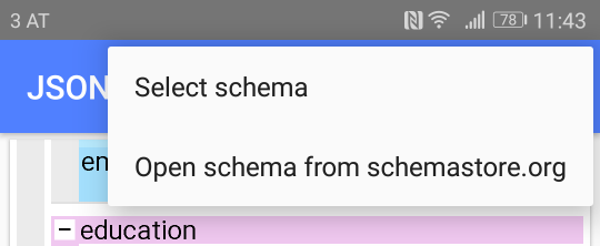 JSON Schema von schemastore.org auswählen